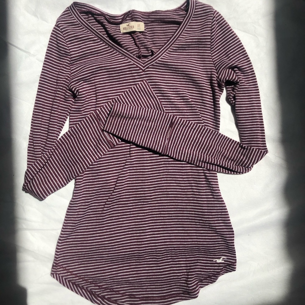 Hollister Red and White Long Sleeve Sz XS